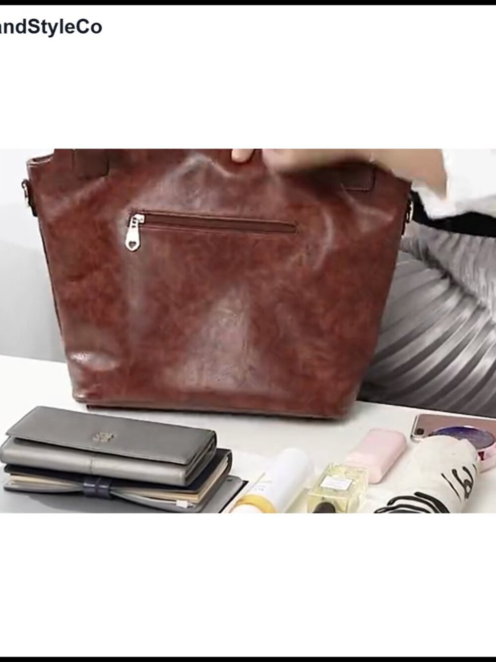 Women's PU Leather Hobo Tote Bag with Adjustable Strap, Large Capacity Shoulder - Picture 6 of 6